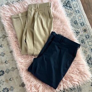 Saddlebred Classic Pleated Performance Dress Pants - Khaki & Navy Mens Bundle